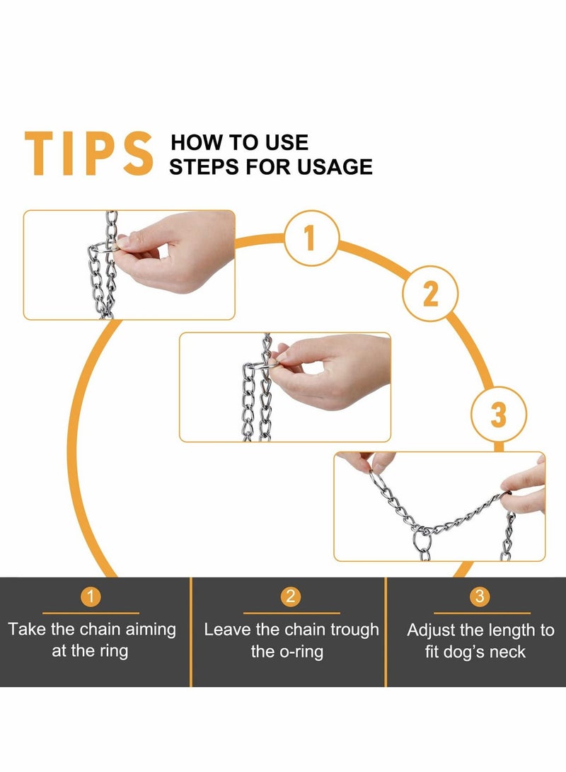 Y&D Dog Collar Chain, Chain Training Choke Collar, Adjustable Stainless Steel Slip Durable, Weather Proof, Tarnish Resistant Metal 4 Pack - Image 4