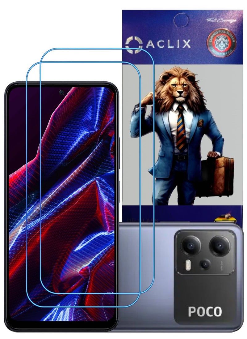 ACLIX 2 Pieces Antistatic ESD Dustproof Premium Quality High Definition Clear Tempered Glass Screen Protector Designed For Xiaomi Poco X5 - Image 1