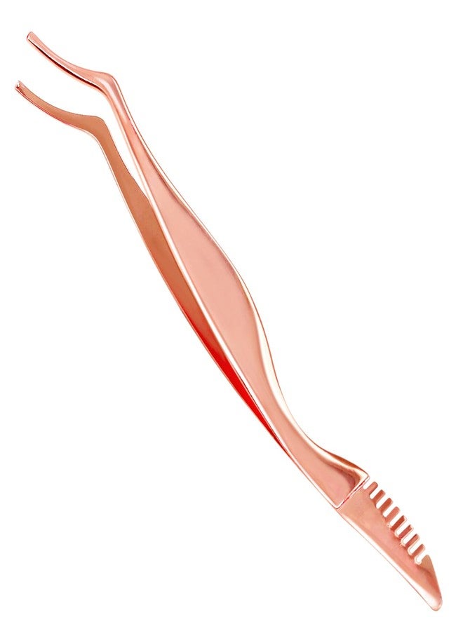 Pretty memory أداة تطبيق الرموش المحسّنة بذاكرة جميلة مع مشط، ملقط رموش من الفولاذ المقاوم للصدأ 2 في 1، مكابس تمديد الرموش، مشبك ملقط منحني لتطبيق وإزالة سهلة - Image 1