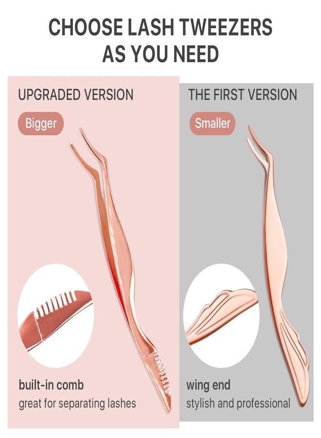 Pretty memory أداة تطبيق الرموش المحسّنة بذاكرة جميلة مع مشط، ملقط رموش من الفولاذ المقاوم للصدأ 2 في 1، مكابس تمديد الرموش، مشبك ملقط منحني لتطبيق وإزالة سهلة - Image 3