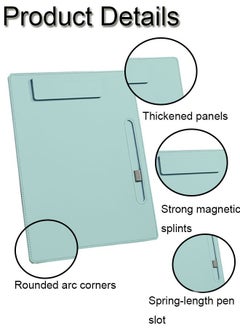 GBQ PU Leather Clipboard Folder Board Clip Meeting Minutes Vertical Writing Board Signature Board Clip Cardboard with 1 Signature Pen for Office, Home, School Cyan  - Image 3
