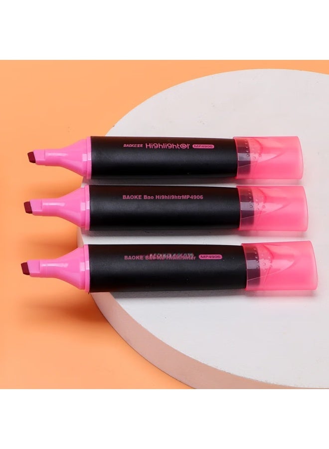 Baoke Mp4906 Highlighter Fluorescent Pen Water-Based Marker Pen Student Office Supplies Pink 10Pcs/Box - Image 3
