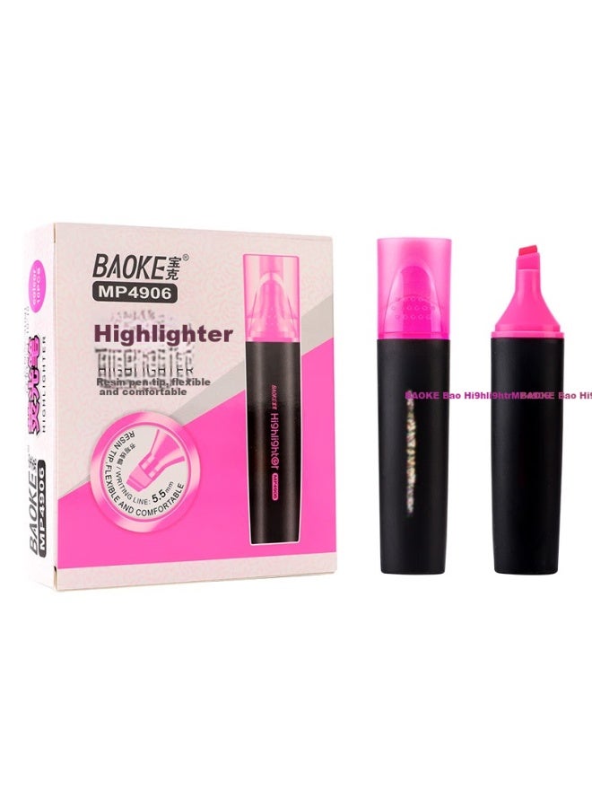 Baoke Mp4906 Highlighter Fluorescent Pen Water-Based Marker Pen Student Office Supplies Pink 10Pcs/Box - Image 1