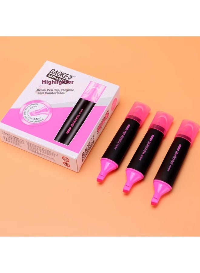 Baoke Mp4906 Highlighter Fluorescent Pen Water-Based Marker Pen Student Office Supplies Pink 10Pcs/Box - Image 5