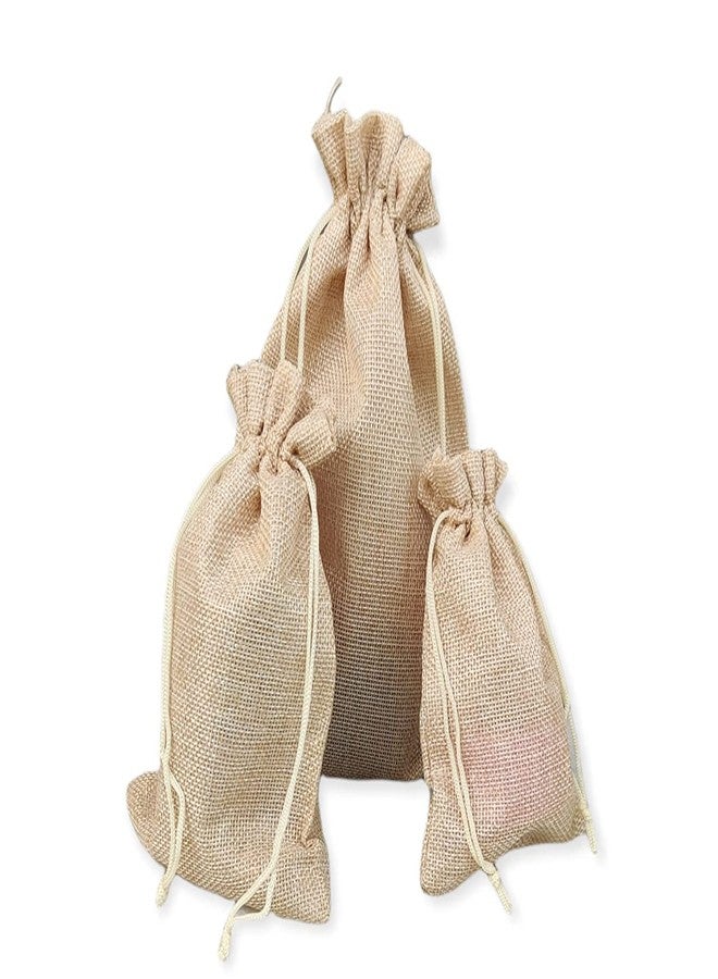 Tia Crafts أكياس هدايا من الجوت الطبيعي من تيا كرافتس (كبيرة، عبوة من 10 أكياس) - قابلة للتحلل الحيوي، برباط، مناسبة للمهرجانات وحفلات استقبال المولود وتقديم الهدايا - Image 1