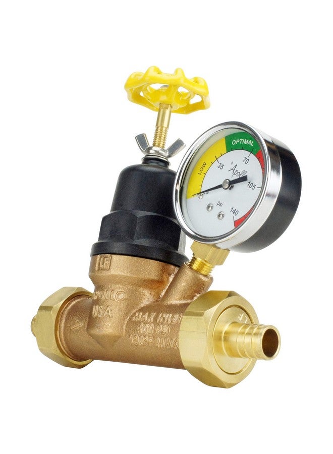 Apollo Valves ApolloPEX 3/4" Bronze Double Union PEX Water Pressure Regulator w/Gauge (APXPRV34WG) - Image 1
