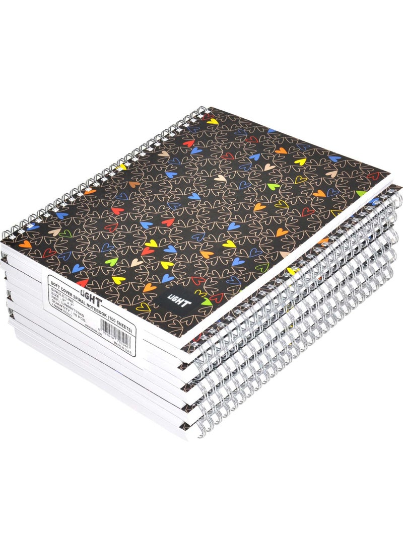 FIS LIGHT Pack of 10  Spiral Soft Cover Notebook, Single Line, 9X7 Inches (22.86 X 20.32 CM) 100 Sheets -LINB971704S - Image 1