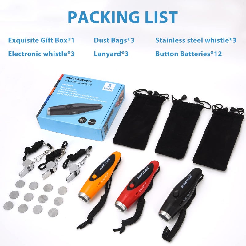 Xflyee [3 Pack Box] Electronic Whistle, 3 Tone Handheld Electric Whistle with Lanyard, Loudest Outdoor Sport Whistle for Teacher, P.E, Referees, Coaches, Emergency Whistle, Soccer Sports Whistle - Image 5