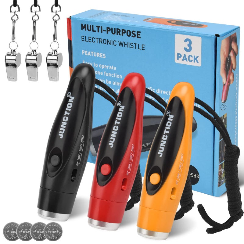 Xflyee [3 Pack Box] Electronic Whistle, 3 Tone Handheld Electric Whistle with Lanyard, Loudest Outdoor Sport Whistle for Teacher, P.E, Referees, Coaches, Emergency Whistle, Soccer Sports Whistle - Image 1