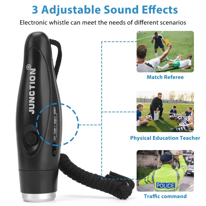 Xflyee [3 Pack Box] Electronic Whistle, 3 Tone Handheld Electric Whistle with Lanyard, Loudest Outdoor Sport Whistle for Teacher, P.E, Referees, Coaches, Emergency Whistle, Soccer Sports Whistle - Image 4
