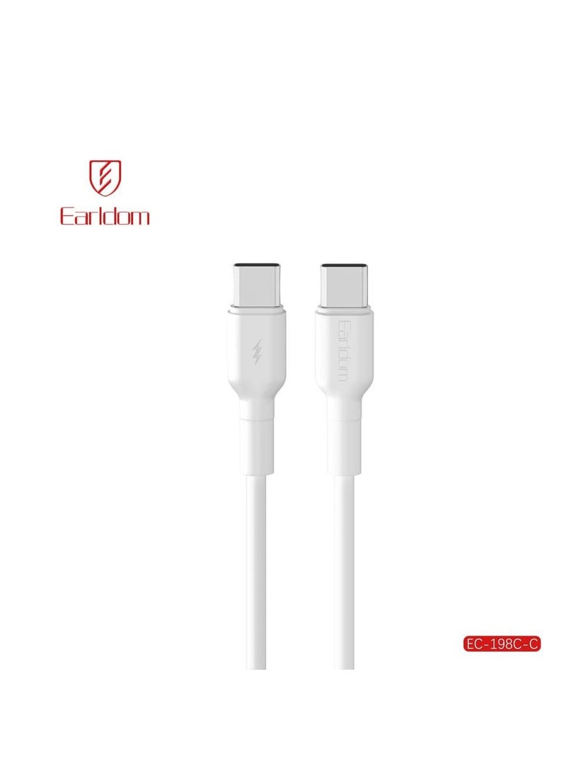 Earldom Charging Cable EC-198 Type-C To USB-C 60W 1m - White - Image 1