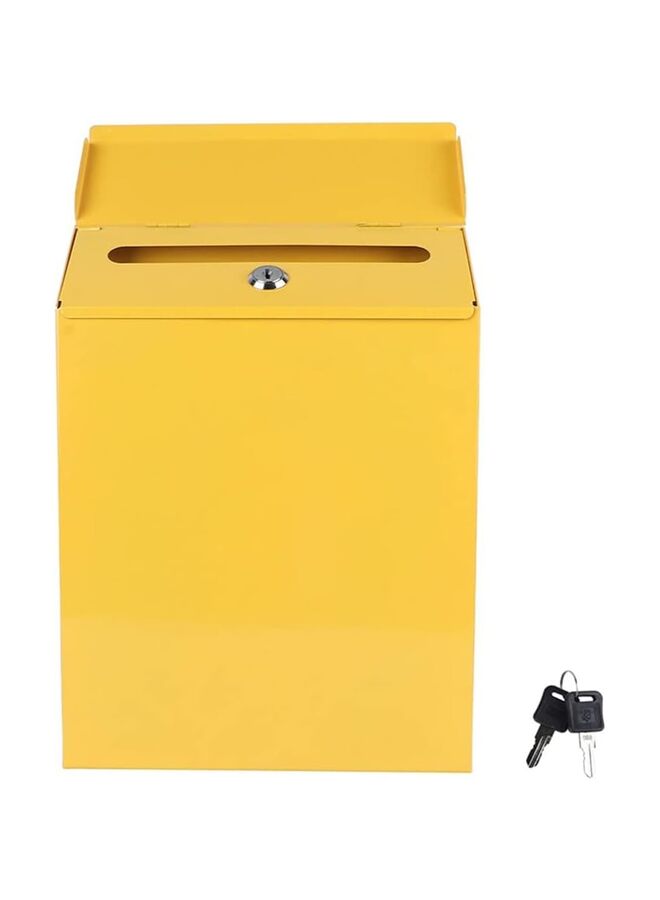 يُسلِّم صندوق بريد أصفر مثبت على الحائط مع قفل، صندوق اقتراحات، صندوق بريد معدني مجلفن، ديكور منزلي ريفي، مكتب، قفل أمان لإسقاط الطرود، صندوق بريد مع قفل - Image 1