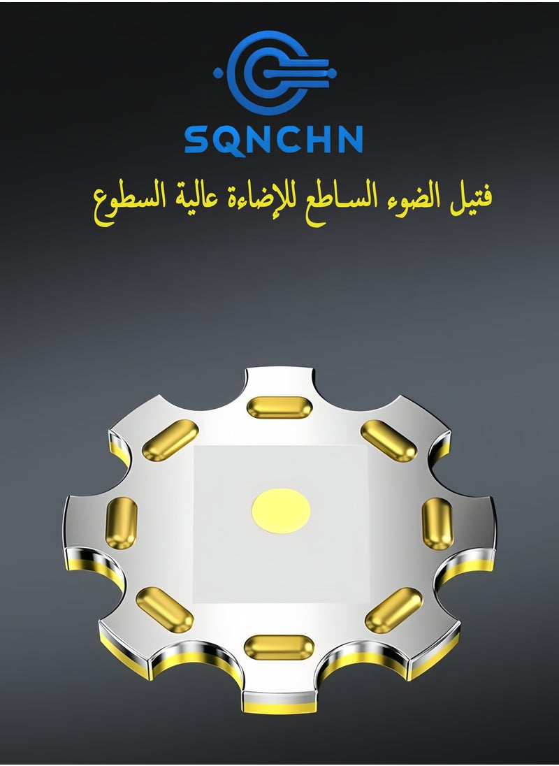 إس كيو إن سي إتش إن مصباح الليزر الأبيض الفائق القوة المقاوم للماء مع تكبير قابل للتعديل وأربعة أوضاع إضاءة: الضوء القوي، الضوء الضعيف، الوميض، وضوء COB القوي مع تأثير ضوء قوي مناسب للتخييم وركوب الدراجات  - Image 3