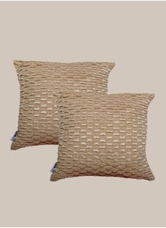 Donetella Cushion Cover,45X45 Cm (18X18 inch) 2-Pcs Decorative Throw Pillowcases Without Filler With Beautiful Abstract Art For Sofa Bed Living Room And Couch, Pale Brown  - Image 1