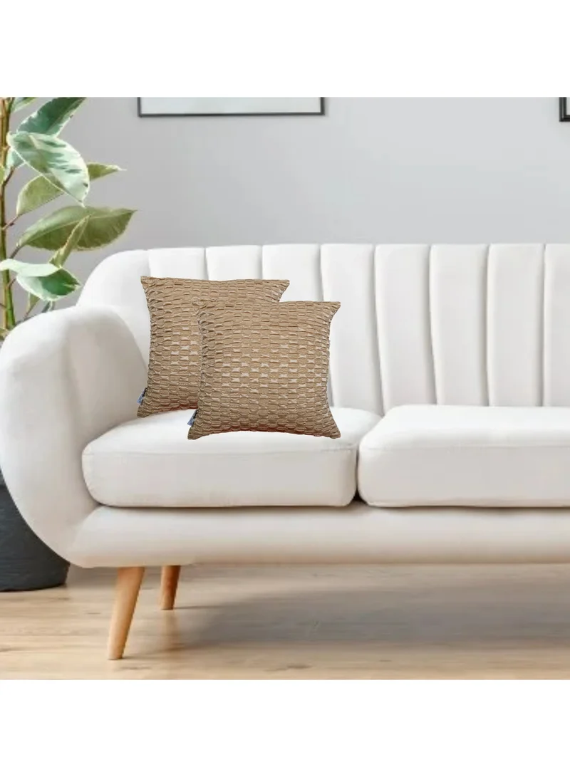 دوناتيلا غطاء وسادة، 45 × 45 سم (18 × 18 بوصة) قطعتان من أكياس الوسائد المزخرفة بدون حشو مع فن تجريدي جميل للأريكة التي تتحول إلى سرير وغرفة المعيشة والأريكة، بني شاحب