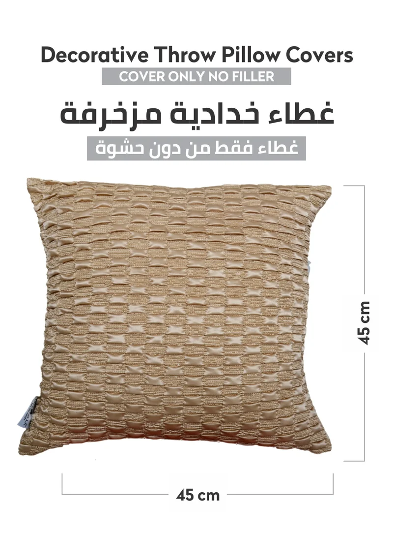 Donetella Cushion Cover,45X45 Cm (18X18 inch) 2-Pcs Decorative Throw Pillowcases Without Filler With Beautiful Abstract Art For Sofa Bed Living Room And Couch, Pale Brown