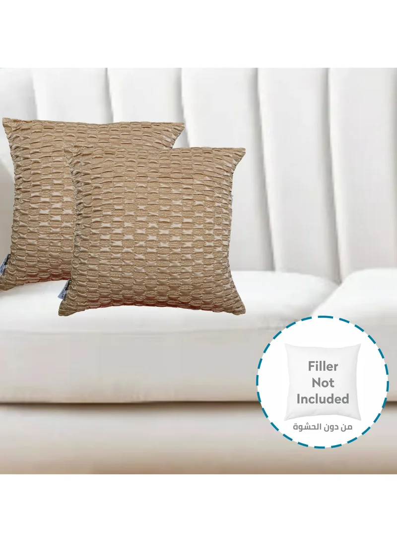 Donetella Cushion Cover,45X45 Cm (18X18 inch) 2-Pcs Decorative Throw Pillowcases Without Filler With Beautiful Abstract Art For Sofa Bed Living Room And Couch, Pale Brown