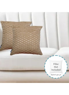 Donetella Cushion Cover,45X45 Cm (18X18 inch) 2-Pcs Decorative Throw Pillowcases Without Filler With Beautiful Abstract Art For Sofa Bed Living Room And Couch, Pale Brown  - Image 3