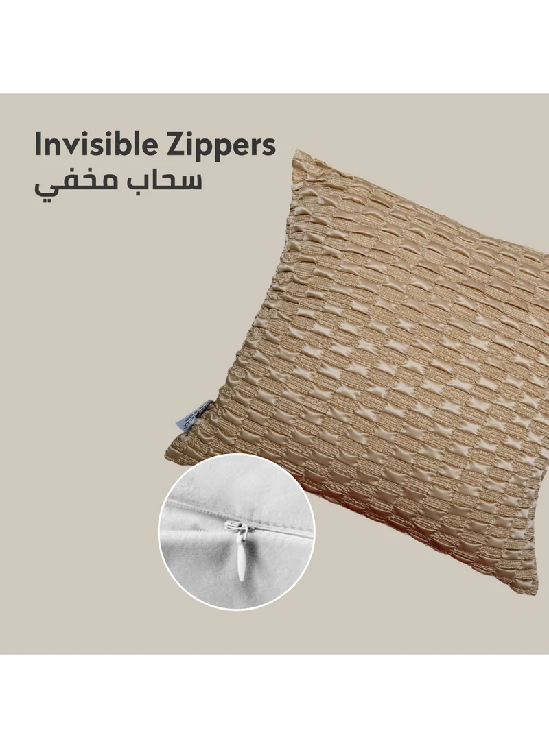 Donetella Cushion Cover,45X45 Cm (18X18 inch) 2-Pcs Decorative Throw Pillowcases Without Filler With Beautiful Abstract Art For Sofa Bed Living Room And Couch, Pale Brown