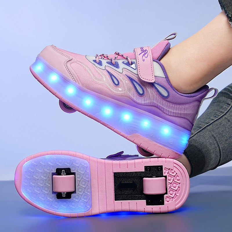 Affordable Kids' Roller Skates Wholesale - 4-Wheel Transforming Glowing Skateboard for Girls and  Boys - Image 1