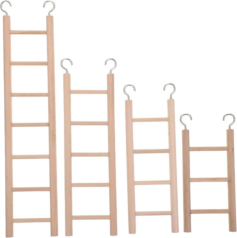 4Pcs Natural Wooden Parrot Ladders Bird Cage Chewable Climbing Toy for Parakeets Cockatoos Lovebirds - Image 1