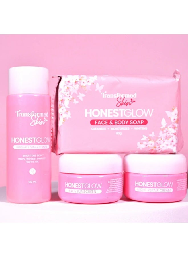 Transformed Skin Honest Glow Facial Set Brightening Cleansing Moisturizing Skin Care Set - Image 2