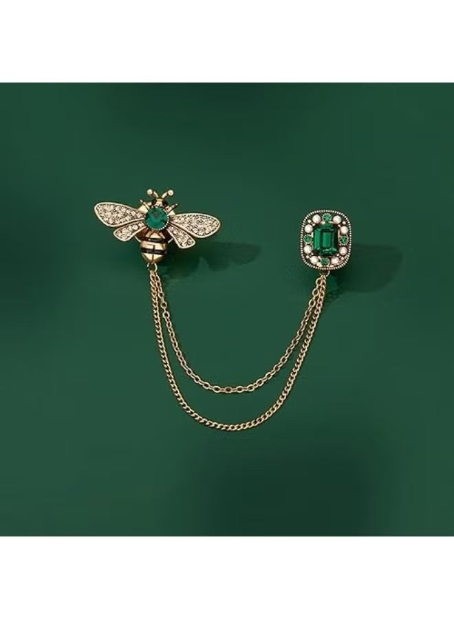 Vintage Honey Bee Brooch Pins for Women Men Crystal Lapel Pin Badge Hanging Tassel Chains Collar Brooches Pin Shirt Collar Pins Hat Scarf Tie Pins Accessories - Image 4