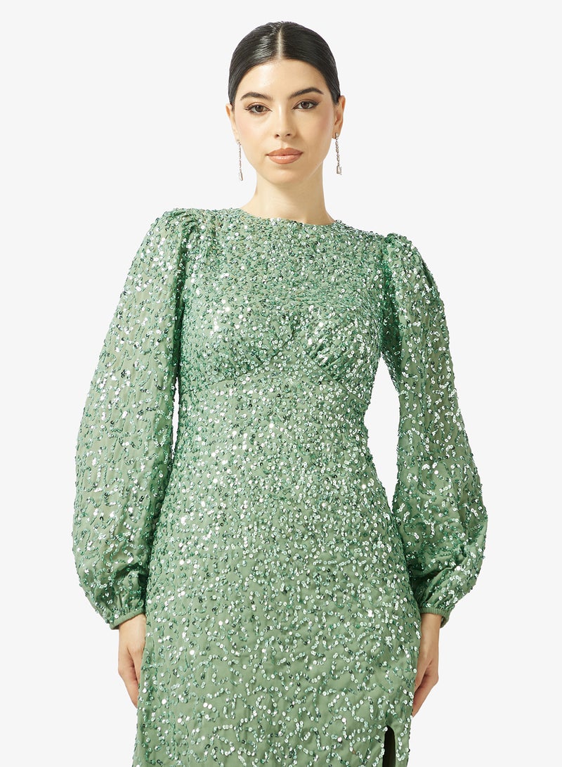 مايا بلوزة بأكمام واسعة مزينة بالكامل - Image 3