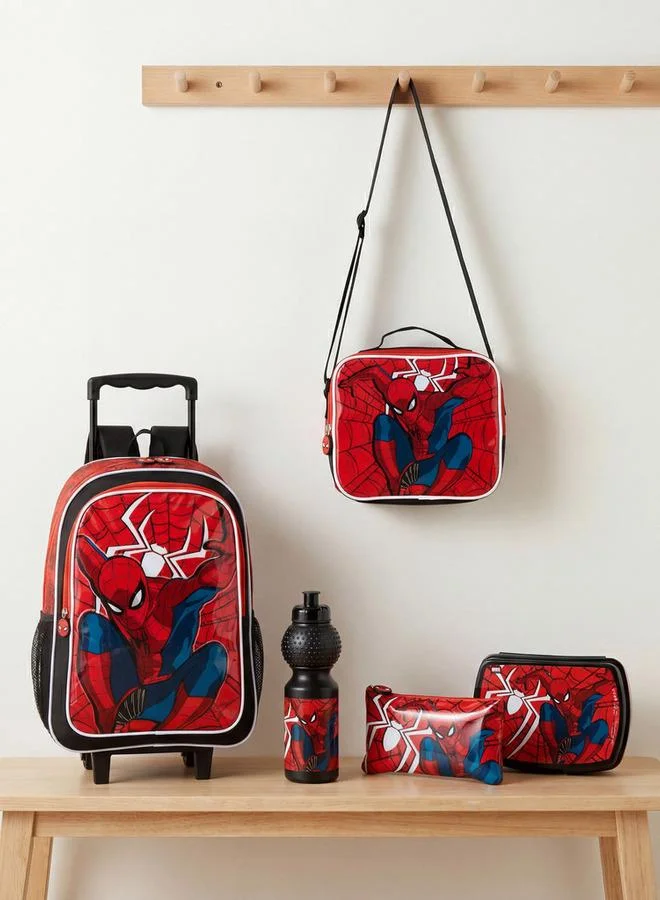 Marvel Spider-Man 5-Piece School Trolley Bag Set For Boys 13+ Years With Lunch Box And Bottle