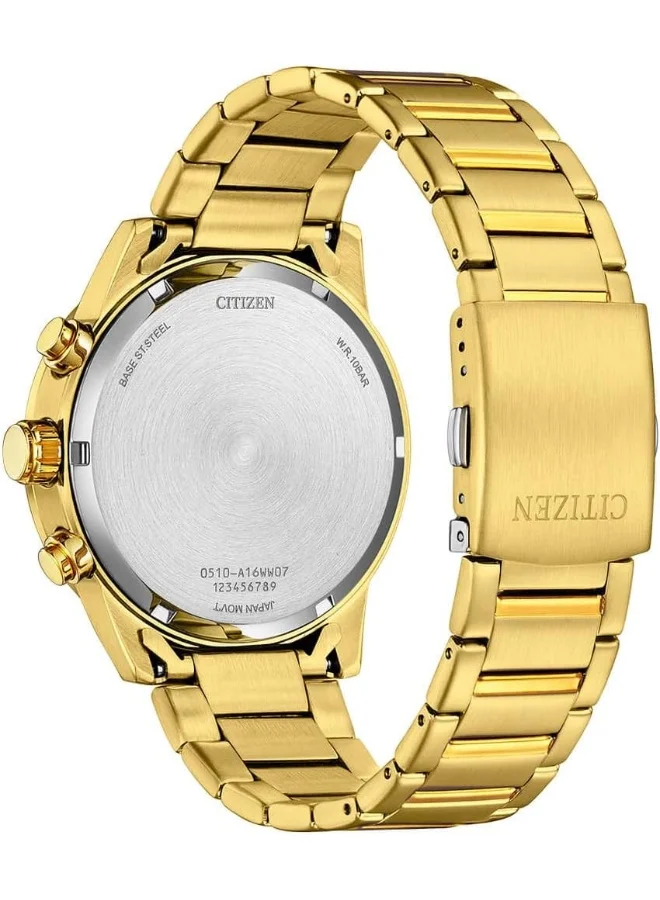 CITIZEN Citizen Men's Chronograph Japanese Quartz Watch with Stainless Steel Strap AN3682-54E, Gold