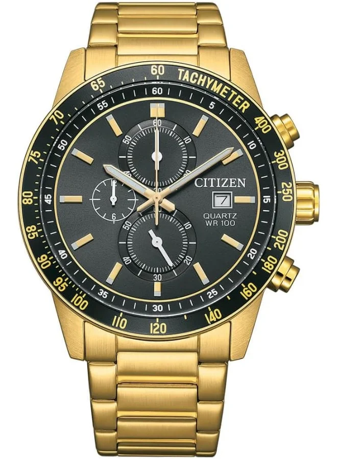 CITIZEN Citizen Men's Chronograph Japanese Quartz Watch with Stainless Steel Strap AN3682-54E, Gold