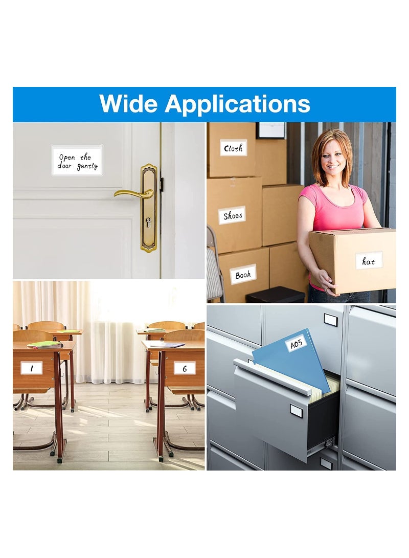 Self-Adhesive Index Card Pockets with Top Open for Loading, 20 Pack Clear Plastic Labels Holders for Organizing, Storage Bins, Library Card, Totes, Shelves, 3" x 5" Protecting Your Index Cards