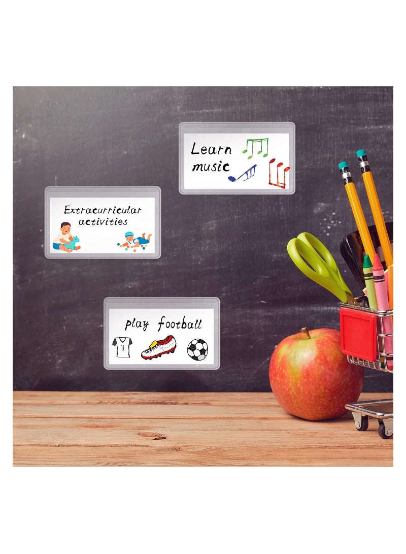 Self-Adhesive Index Card Pockets with Top Open for Loading, 20 Pack Clear Plastic Labels Holders for Organizing, Storage Bins, Library Card, Totes, Shelves, 3" x 5" Protecting Your Index Cards