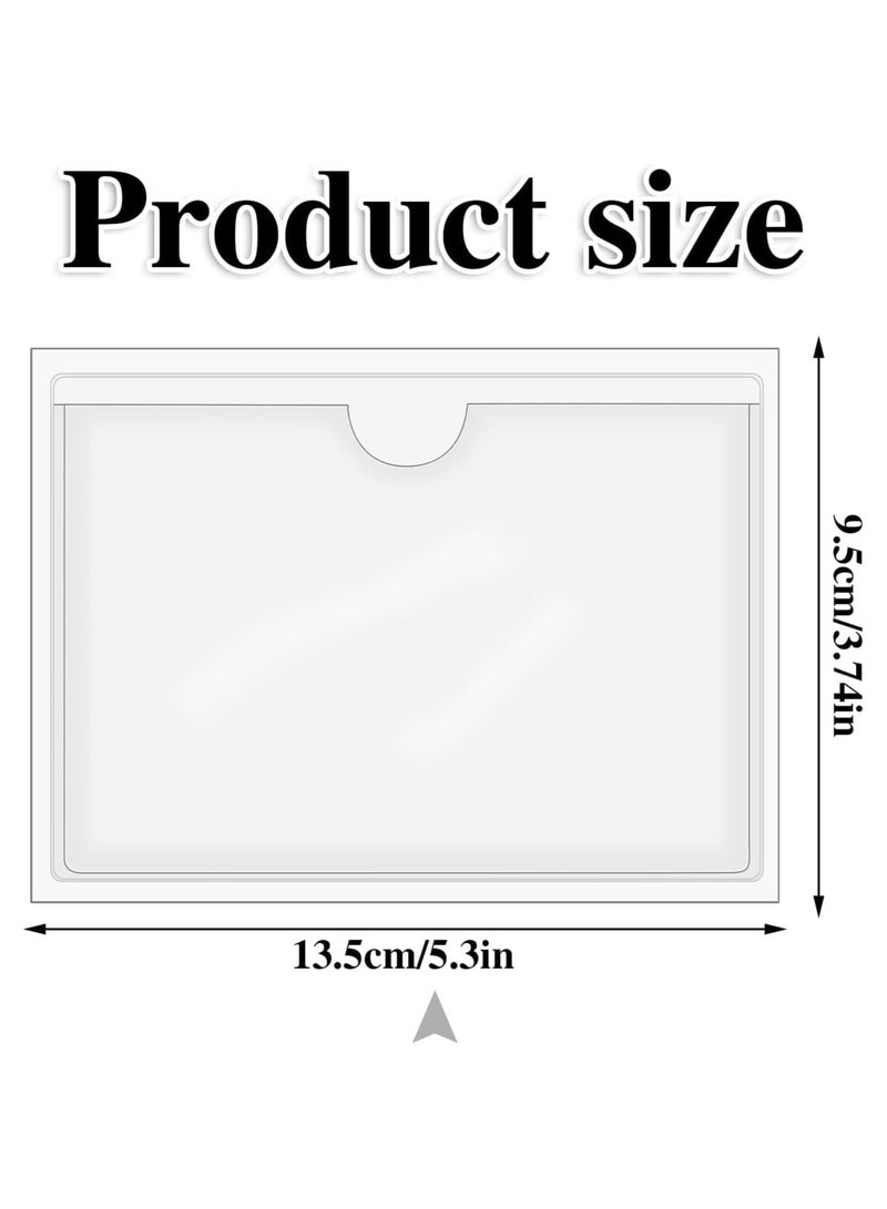 Self-Adhesive Index Card Pockets with Top Open for Loading, 20 Pack Clear Plastic Labels Holders for Organizing, Storage Bins, Library Card, Totes, Shelves, 3" x 5" Protecting Your Index Cards