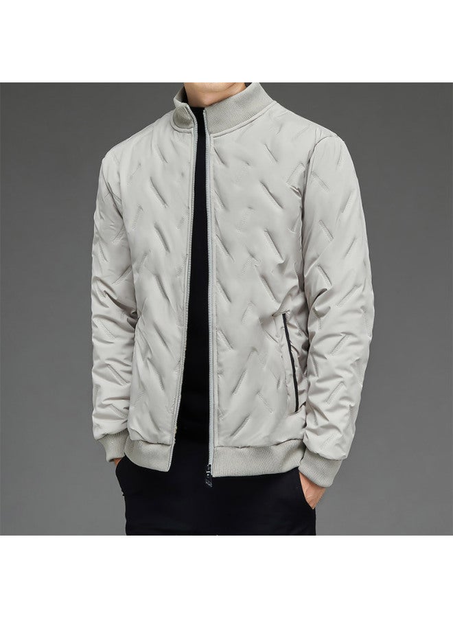 Yurong Cotton-padded Jacket For Men In Winter, Fleece-lined And Thickeneded, Casual Middle-aged Men's Jacket, Stand-up Collar, Cashmere Winter Jacket, Dad's Jacket