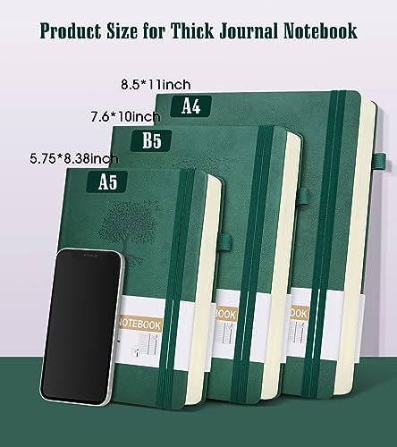 Ansopu Lined Journal Notebook -365 Pages A5 Thick Journals for Writing Ruled Notebook, Hardcover Leather Journal for Women Men Daily Journal Notebook for Work, Note Taking, 100Gsm Lined Paper( 5.75'' X 8.38'' Green) - Image 2