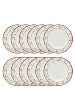 Narjis 12-Piece Melamine Deep Plate Set 15CM White/Maroon  - Image 1