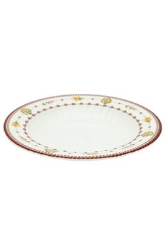 Narjis 12-Piece Melamine Deep Plate Set 15CM White/Maroon  - Image 2