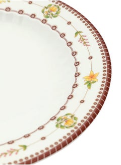 Narjis 12-Piece Melamine Deep Plate Set 15CM White/Maroon  - Image 4