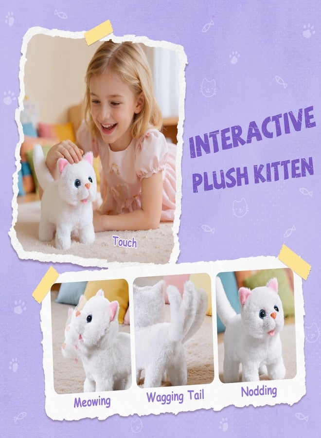 MEWOCHEE Cat Toys for Kids Girls 3 4 5 6 Year old, Interactive Toy Cat with Walking and Meowing, Electronic Robot Stuffed Cat, Pretend Play Toys for Toddler 3-5 6-8, Idea Birthday Gifts for 5 Year old Girls - Image 2