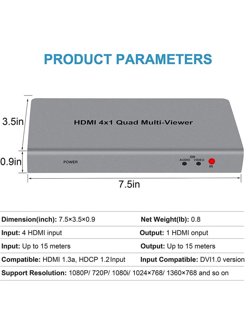 Tobo 4X1 HDMI Multi-Viewer – Real-Time Quad Screen Processor with Seamless Switching – Full HD 1080P & 3D Support – Ideal for Gaming, PC, DVD & More - Image 3