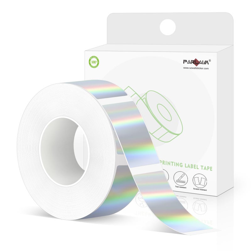 PARLAIM Label Maker Tape,Thermal Label 0.55"X1.18" (14mm X 30mm) 210 Labels/Roll,Compatible with D30 Label Printer,Self-Adhesive Label Tape for for Home Office Small Business (Holographic Silver) - Image 1