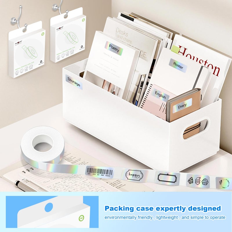 PARLAIM Label Maker Tape,Thermal Label 0.55"X1.18" (14mm X 30mm) 210 Labels/Roll,Compatible with D30 Label Printer,Self-Adhesive Label Tape for for Home Office Small Business (Holographic Silver) - Image 4