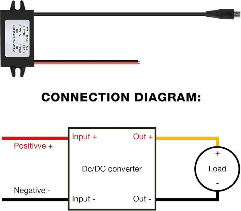 Weewooday DC-DC Buck Converter Module 12V to 5V Micro USB Power Adapter Compatible with Ring Alarm Keypad (3) - Image 5