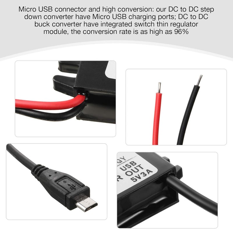 Weewooday DC-DC Buck Converter Module 12V to 5V Micro USB Power Adapter Compatible with Ring Alarm Keypad (3) - Image 2