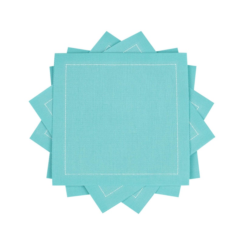 FIVE STAR NAPKINS Five Star Cocktail Napkins, 50 Luxury Cotton Disposable Cocktail Party Napkins, 4.5" x 4.5" for Home Bars, Game Nights, Beverages, Birthdays, Weddings & Holidays, Sea Glass - Image 3