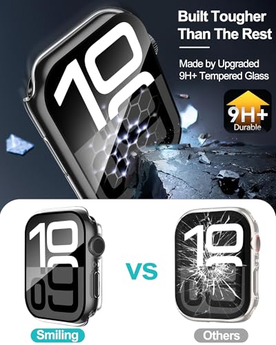 Smiling 2 Pack Case Compatible with Apple Watch Series 11 (2025)/Series 10 42mm with Tempered Glass Screen Protector, Hard PC Case Scratch-Resistant Overall Protective Cover- Transparent - Image 3