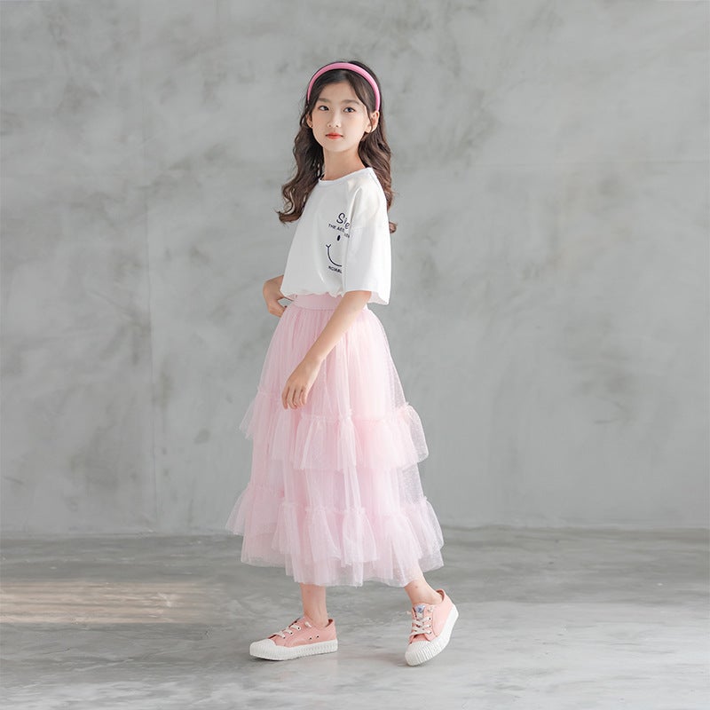 Children'S Mesh Skirt Large Children'S Princess Skirt New Korean Style Girl'S Skirt Three-Layer Yarn Short Skirt Mesh Skirt - Image 4