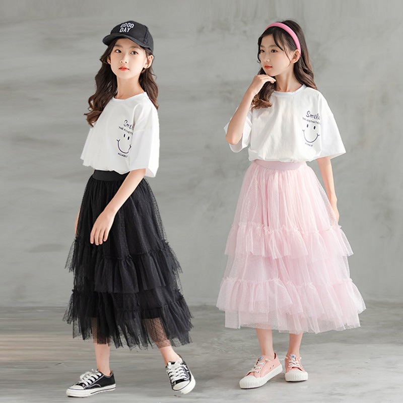 Children'S Mesh Skirt Large Children'S Princess Skirt New Korean Style Girl'S Skirt Three-Layer Yarn Short Skirt Mesh Skirt - Image 2