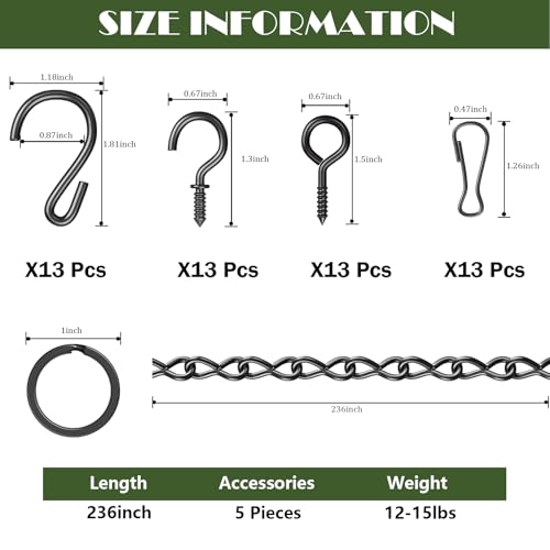 Dpyrrhic 236 Inch Hanging Basket ChainDecorative DIY Metal Black Hanging Chain for PhotoBird FeederWind ChimesPlanters Baskets - Image 3